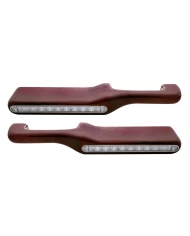 (2/BOX) WOOD PETERBILT ARMREST W/ 10 RED LED 9" LIGHT - CLEAR LENS