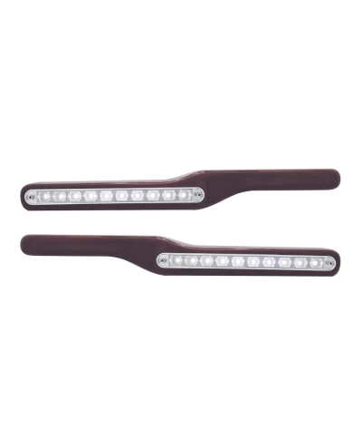 (2/BOX) WOOD PETERBILT ARMREST W/ 10 WHITE LED 9" LIGHT - CLEAR LENS (2/BOX) WOOD PETERBILT ARMREST W/ 10 WHITE LED 9" LIGHT - CLEAR LENS
