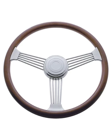 (BOX) 18" STAINLESS STEEL BANJO STEERING WHEEL W/CHROME HORN BUTTON - FREIGHTLINER 1989~JULY 2006 (BOX) 18" STAINLESS STEEL BANJO STEERING WHEEL W/CHROME HORN BUTTON - FREIGHTLINER 1989~JULY 2006