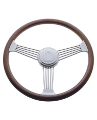 (BOX) 18" STAINLESS STEEL BANJO STEERING WHEEL W/CHROME HORN BUTTON - FREIGHTLINER 1989~JULY 2006