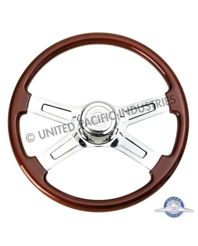 (BOX) 18" FOUR CHROME SPOKE STEERING WHEEL - PETERBILT 1993-98 & KENWORTH 1995-97