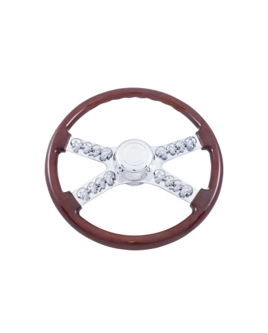 (BOX) 18" CHROME SKULL STEERING WHEEL - FREIGHTLINER 1989~JULY 2006