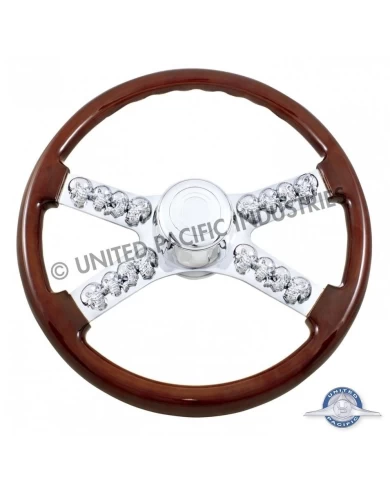 (BOX) 18" CHROME SKULL STEERING WHEEL - PB 1998-2005 / KW 2001-2002