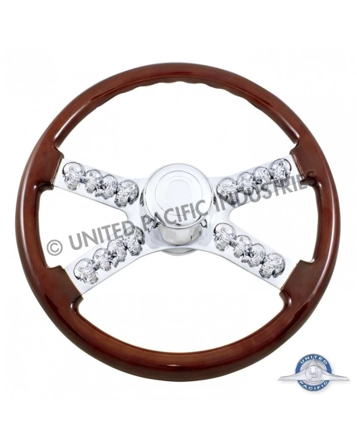 (BOX) 18" CHROME SKULL STEERING WHEEL - PB 1998-2005 / KW 2001-2002