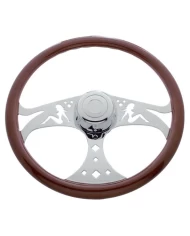 (BOX) 18" CHROME LADY STEERING WHEEL - FREIGHTLINER 1989~JULY 2006