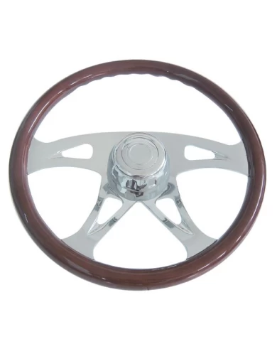 (BOX) 18" CHROME FOUR SPOKE STEERING WHEEL - FITS FREIGHTLINER 1989~JULY 2006