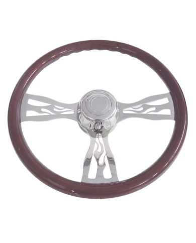 (BOX) 18" FLAME CHROME SPOKE STEERING WHEEL - FITS FREIGHTLINER 1989~JULY 2006