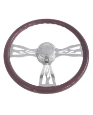 (BOX) 18" FLAME CHROME SPOKE STEERING WHEEL - FITS FREIGHTLINER 1989~JULY 2006
