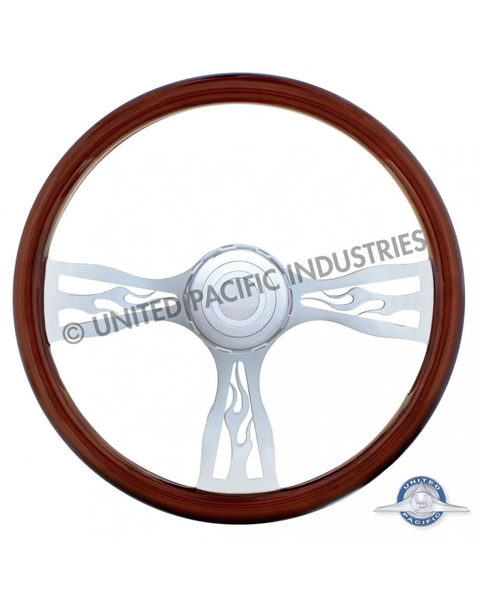 (BOX) 18" FLAME CHROME SPOKE STEERING WHEEL - PB 1998-2005 / KW 2001-2002