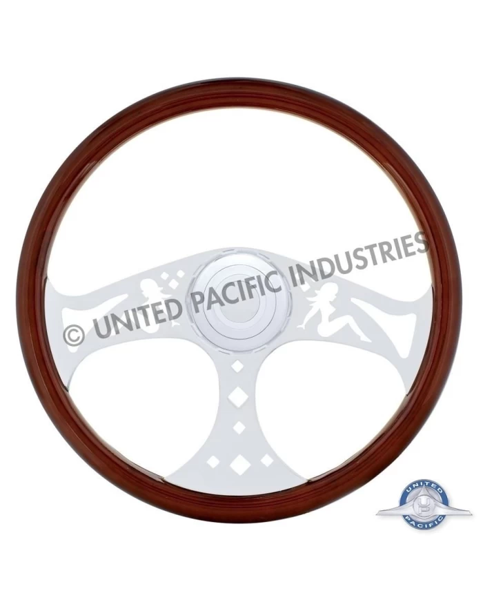 (BOX) 18" CHROME LADY STEERING WHEEL - PB 1998-2005 / KW 2001-2002