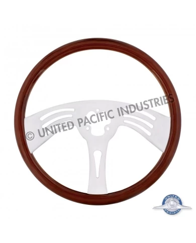 (CBOX) 18" CHROME STEERING WHEEL - 3 SPOKE