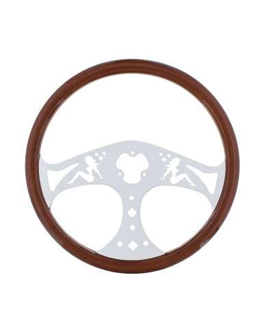 (BOX) 18" CHROME STEERING WHEEL - 3 SPOKE "LADY"