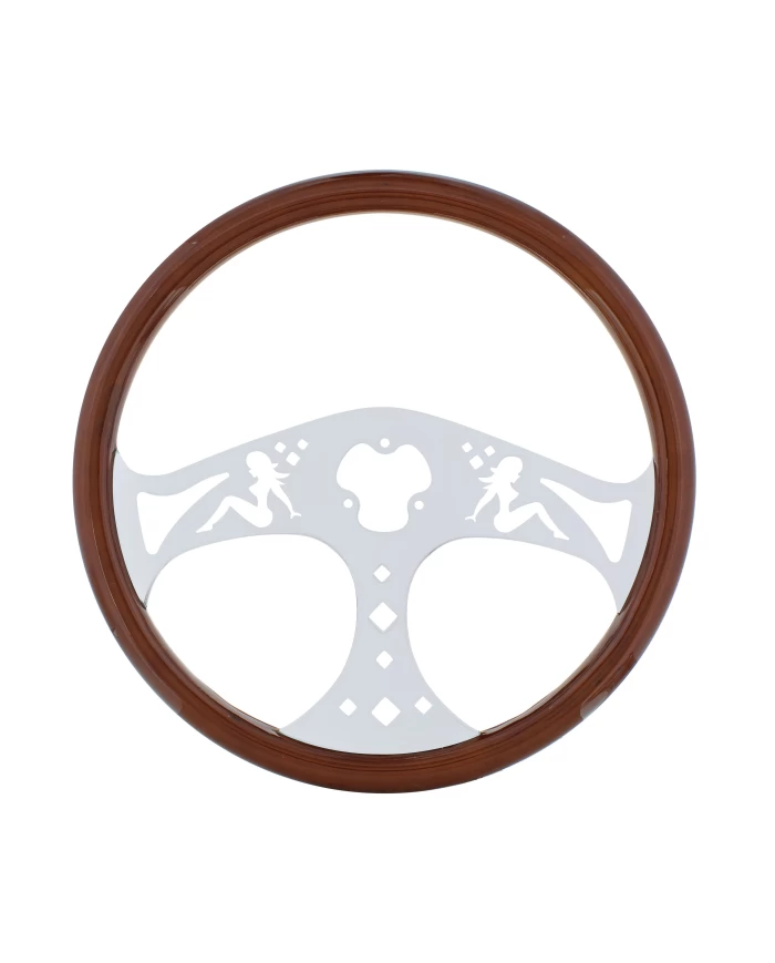 (BOX) 18" CHROME STEERING WHEEL - 3 SPOKE "LADY" (BOX) 18" CHROME STEERING WHEEL - 3 SPOKE "LADY"