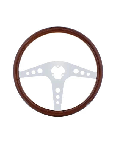 (BOX) 18" CHROME STEERING WHEEL - 3 SPOKE "GT"