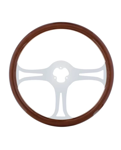 (BOX) 18" CHROME STEERING WHEEL - 3 SPOKE "BLADE"