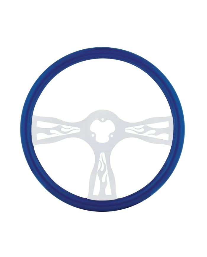 (CBOX) 18" STEERING WHEEL - FLAME BLUE