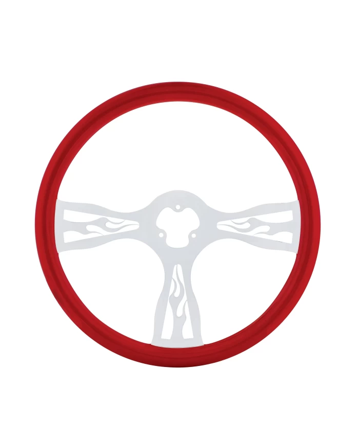 (CBOX) 18" STEERING WHEEL - FLAME RED