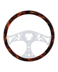 (CBOX) 18" FLAME CHROME STEERING WHEEL - 3 SPOKES "LADY "
