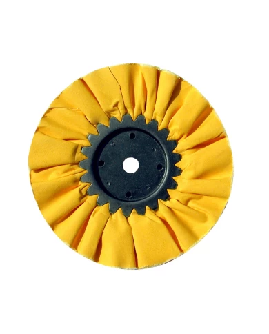 (CARD) 8" YELLOW TREATED AIRWAY BUFF - 16 PLY, 3/4" ARBOR