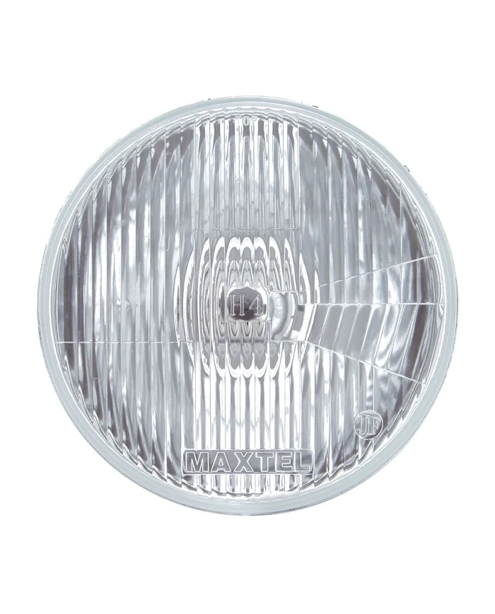(BOX) 7" ROUND H4 HALOGEN HEADLIGHT BULB WITH FLAT EURO STYLE LENS, 12 VOLT (BOX) 7" ROUND H4 HALOGEN HEADLIGHT BULB WITH FLAT EURO STYLE LENS, 12 VOLT