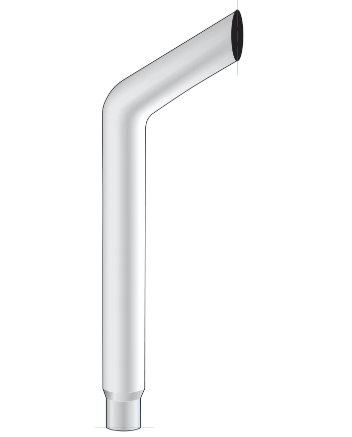 (BULK) BULL HORN EXHAUST, REDUCING 6"-5" O.DIA., BOTTOM, 48" L (BULK) BULL HORN EXHAUST, REDUCING 6"-5" O.DIA., BOTTOM, 48" L