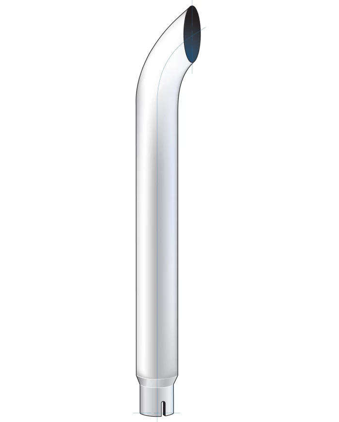 (BULK) CURVED EXHAUST, REDUCING 6"-5" I.DIA., BOTTOM, 120"L