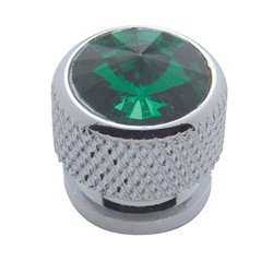 UP23910-Chrome Bolt Head With Green Crystal (Card of 4)