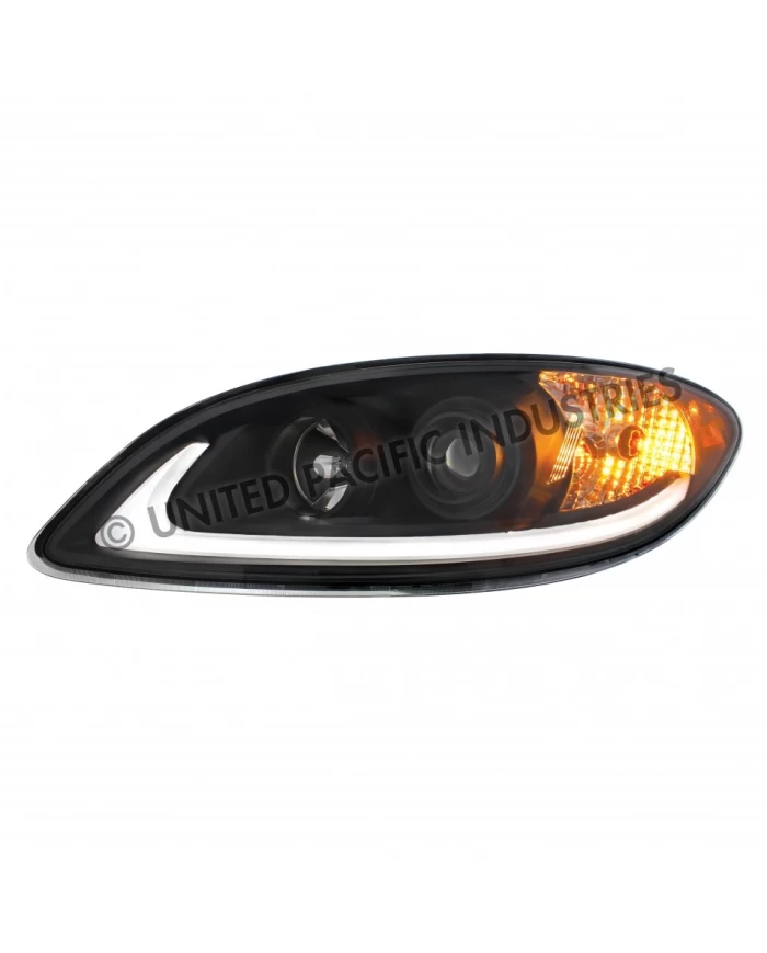 UP31183 - Black Projection Headlight With LED Light Bar For 2006-2017 International Prostar - Driver UP31183 - Black Projection Headlight With LED Light Bar For 2006-2017 International Prostar - Driver
