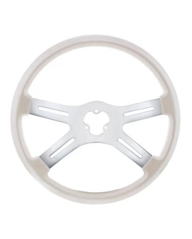 UP88283 - 18" Vibrant Color 4 Spoke Steering Wheel - Pearl White