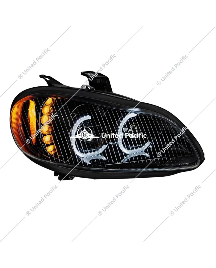 UP35732 - Black LED Headlight Assembly For 2002+ Freightliner M2- Passenger