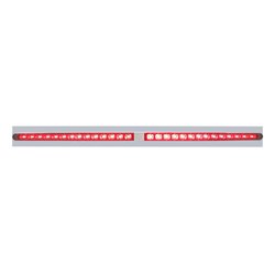 UP37105-Chrome Top Mud Flap Plate With Two 14 LED 24" Light Bars - Red LED/Red Lens (Each)