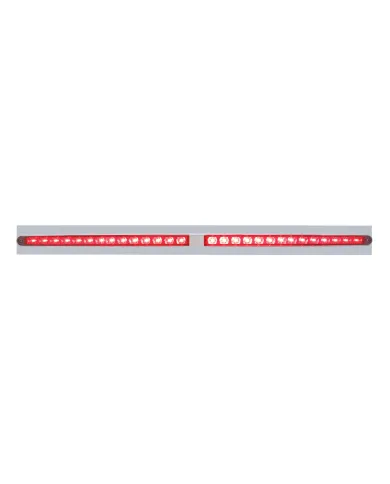 UP37105-Chrome Top Mud Flap Plate With Two 14 LED 24" Light Bars - Red LED/Red Lens (Each)