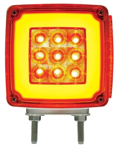 UP37124-GloLight 53 LED Double Stud Double Face Turn Signal With Side Marker-Driver-Amber & Red LED/Amber & Red Lens