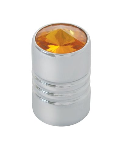 CR. ALUMINUM TIRE VALVE STEM COVER W/AMBER CRYSTAL CR. ALUMINUM TIRE VALVE STEM COVER W/AMBER CRYSTAL