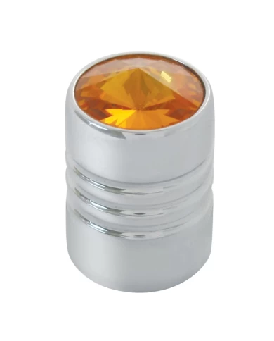 CR. ALUM. TIRE VALVE STEM COVER W/AMBER CRYSTAL CR. ALUM. TIRE VALVE STEM COVER W/AMBER CRYSTAL