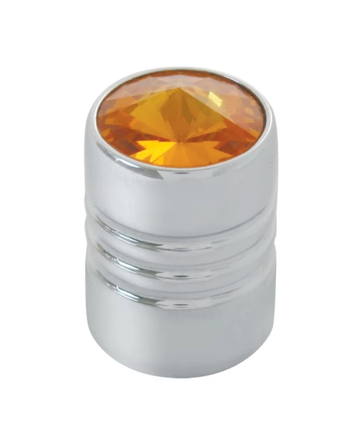 CR. ALUM. TIRE VALVE STEM COVER W/AMBER CRYSTAL CR. ALUM. TIRE VALVE STEM COVER W/AMBER CRYSTAL
