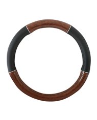 20" DELUXE STEERING WHEEL CVR BLACK W/ DARK WOOD & CR TRIM