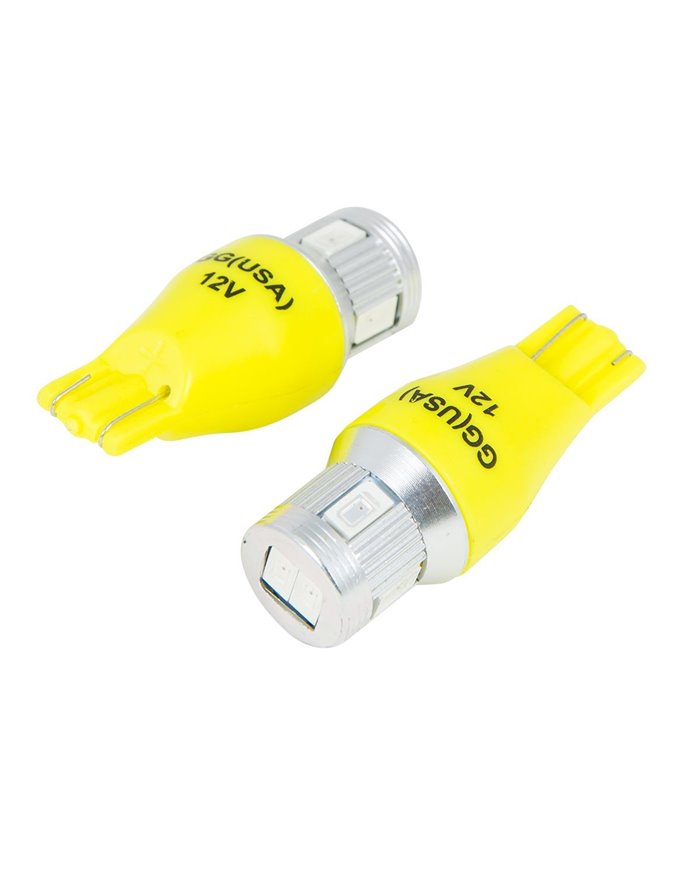 921/912 AMBER 6LED W/HEATSINK TOWER STYLE LIGHT BULBS, 12V