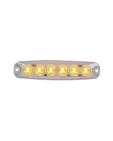 GG75861 - 5-1/8" ULTRA THIN AMBER/CLEAR 6 LED LIGHT, HIGH/LOW, 3 WIRES