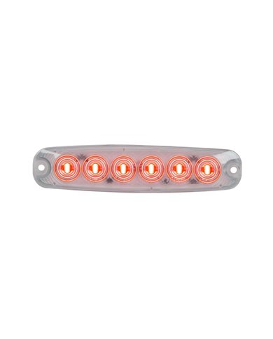 GG75863 - 5-1/8" ULTRA THIN RED/CLEAR 6 LED LIGHT, HIGH/LOW, 3 WIRES