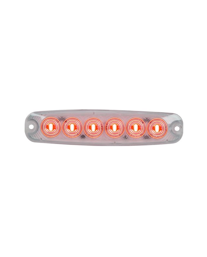 GG75863 - 5-1/8" ULTRA THIN RED/CLEAR 6 LED LIGHT, HIGH/LOW, 3 WIRES