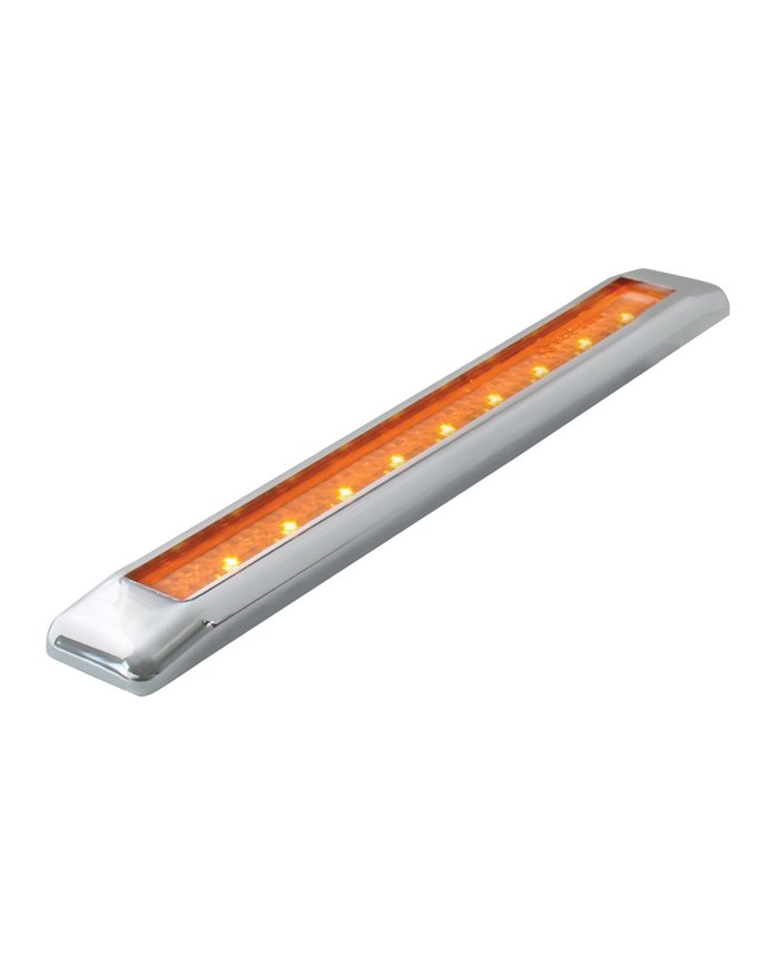 GG76060 - 8-1/4" ULTRA THIN AMBER/AMBER 9LED LIGHT BAR W/CR. PL. BEZEL GG76060 - 8-1/4" ULTRA THIN AMBER/AMBER 9LED LIGHT BAR W/CR. PL. BEZEL
