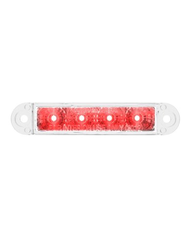 GG76073 - 3-1/2" FLUSH MOUNT RED/CLEAR 4 LED LIGHT BAR, 3 WIRES