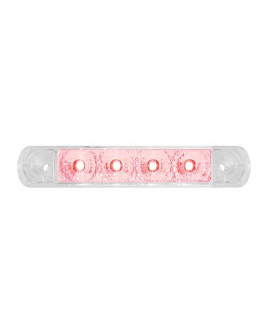 GG76083 - 4" SURFACE MOUNT RED/CLEAR 4 LED LIGHT BAR, 3 WIRES