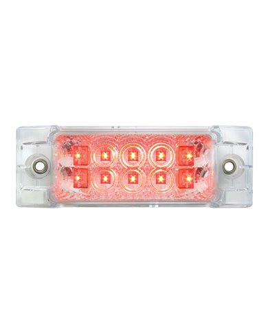 GG76213 - RECT. WIDE ANGLE SPYDER RED/ CLEAR 10 LED MARKER/TURN LIGHT GG76213 - RECT. WIDE ANGLE SPYDER RED/ CLEAR 10 LED MARKER/TURN LIGHT
