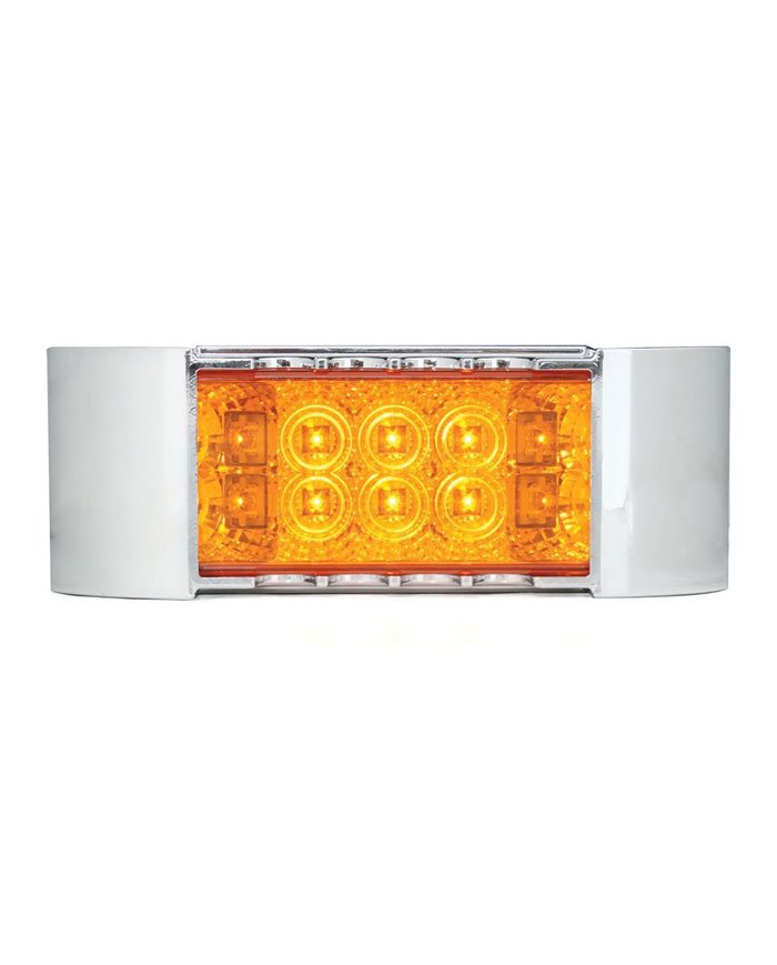 GG76214 - RECT. WIDE ANGLE SPYDER AMBER/ AMBER LED LIGHT W/CR. BEZEL