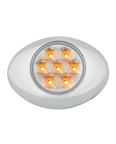 GG76231 - SMALL LOW PROFILE PEARL AMBER/ CLEAR 7LED LIGHT W/CR. BEZEL GG76231 - SMALL LOW PROFILE PEARL AMBER/ CLEAR 7LED LIGHT W/CR. BEZEL