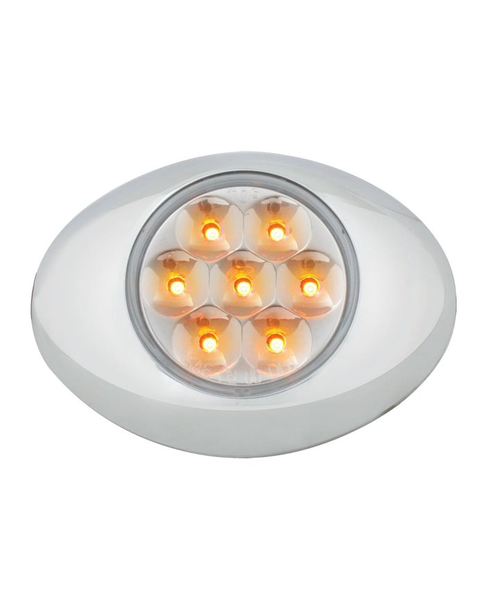 GG76231 - SMALL LOW PROFILE PEARL AMBER/ CLEAR 7LED LIGHT W/CR. BEZEL