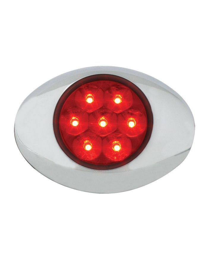 GG76232 - SMALL LOW PROFILE PEARL RED/ RED 7LED LIGHT W/CR. BEZEL