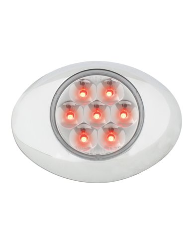 GG76233 - SMALL LOW PROFILE PEARL RED/ CLEAR 7LED LIGHT W/CR. BEZEL GG76233 - SMALL LOW PROFILE PEARL RED/ CLEAR 7LED LIGHT W/CR. BEZEL